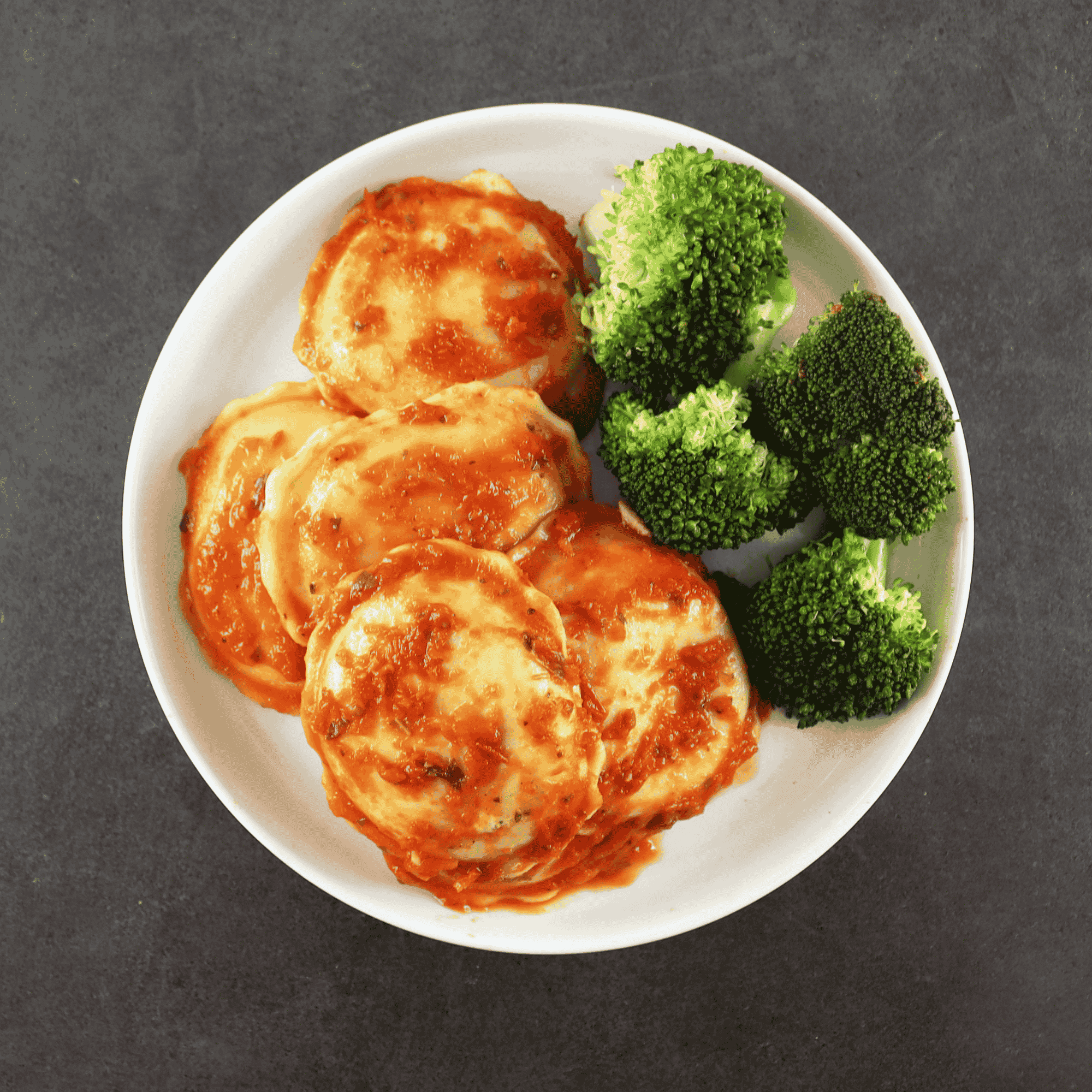 Spinach Ravioli wtih Steamed Broccoli