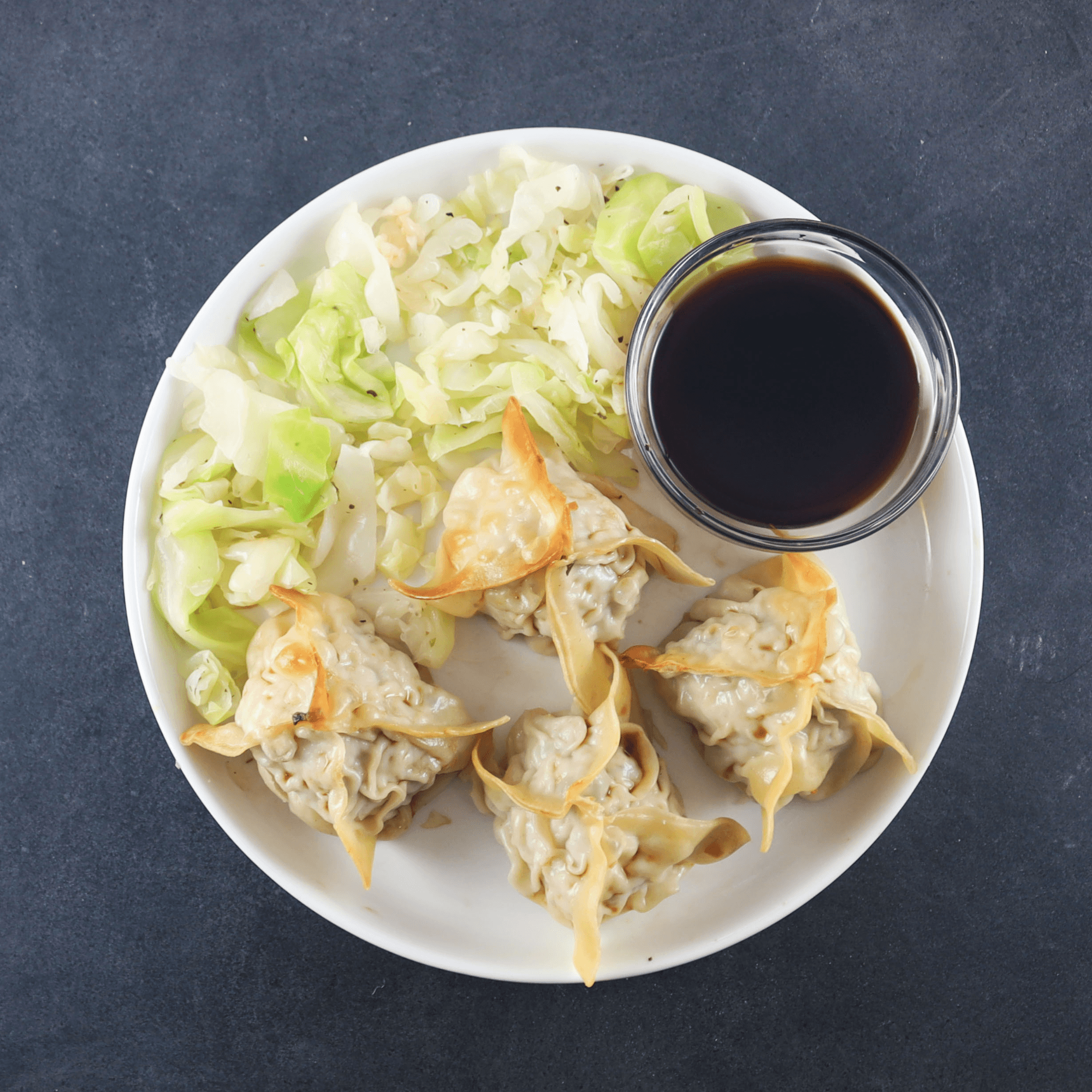 Steamed Turkey Wontons with Green Cabbage
