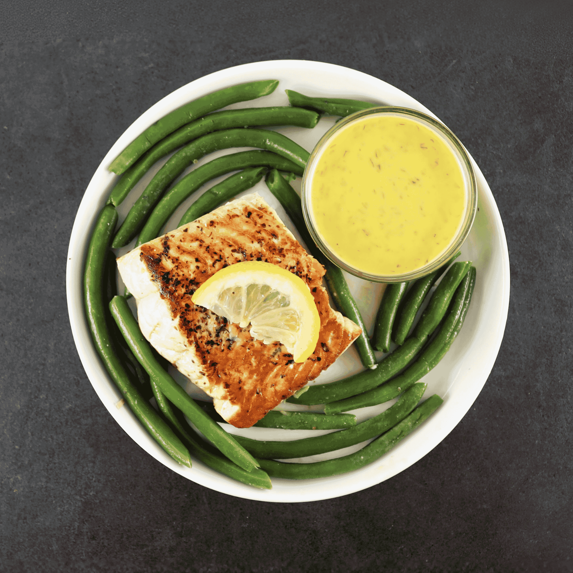 Salmon with Meyer Lemon Sauce & Green Beans 
