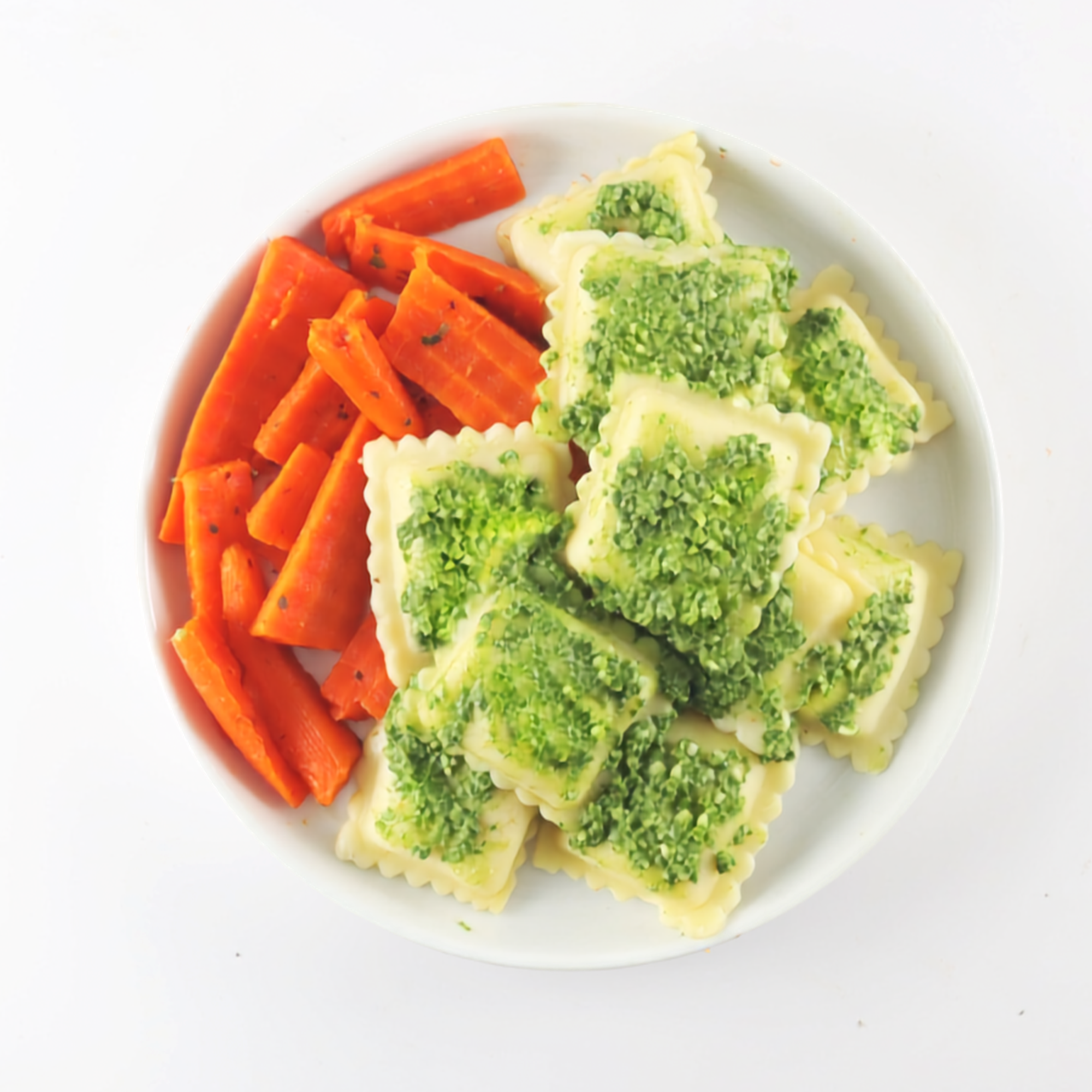 Four Cheese Ravioli with Walnut Pesto Sauce & Garden Carrots