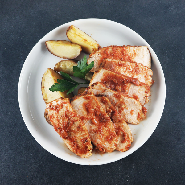 Applewood Grilled Pork with Oven Fries