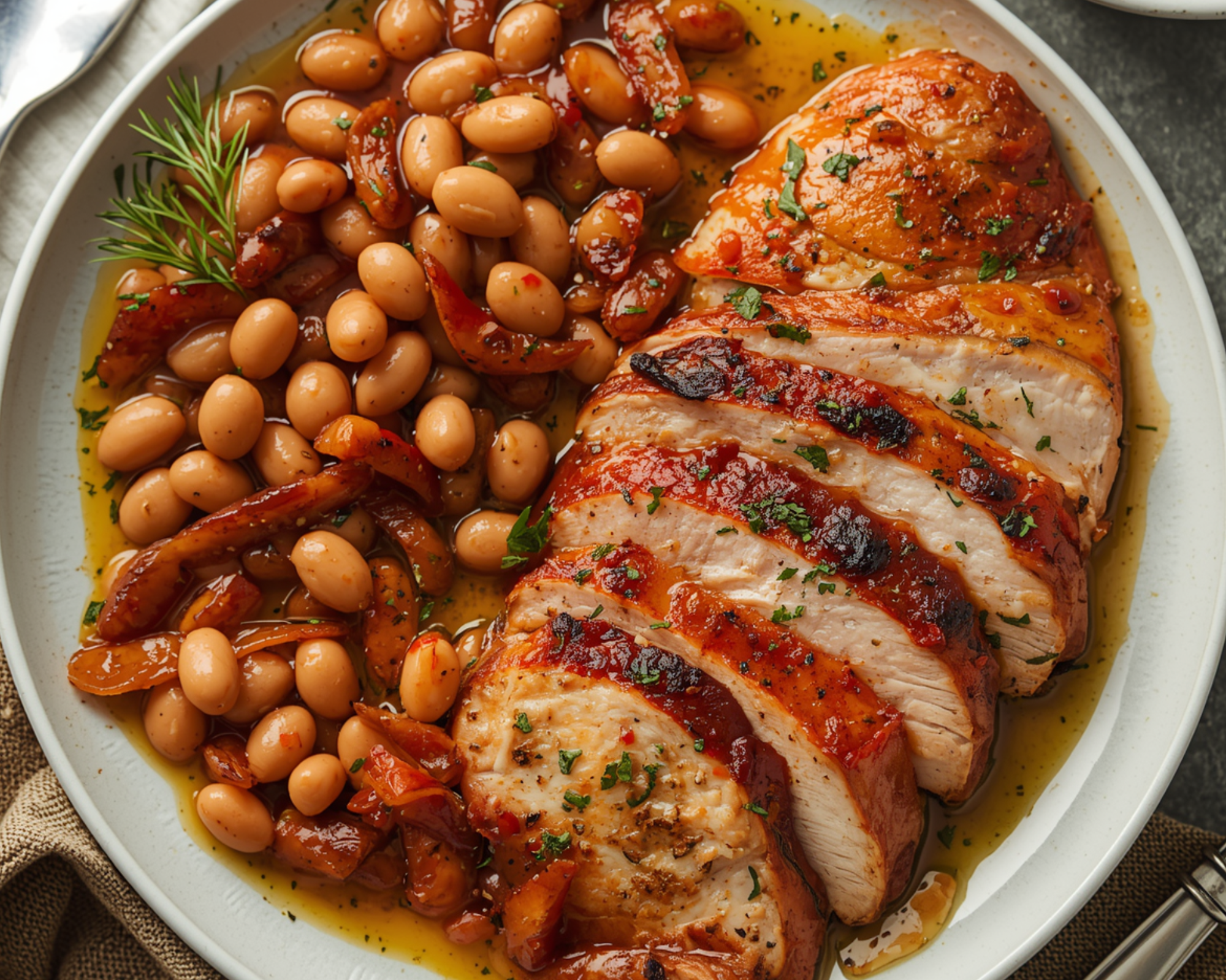Traditional Roasted Turkey with Beans & Gravy