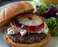 Blue Cheese Beef Burger with Caramelized Onions